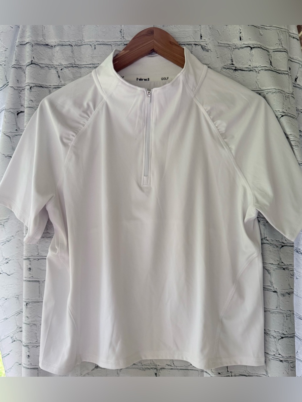 HIND White / Crop Golf / Tennis Top Zip Neck LARGE